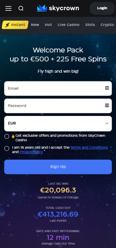 sky crown casino bonus